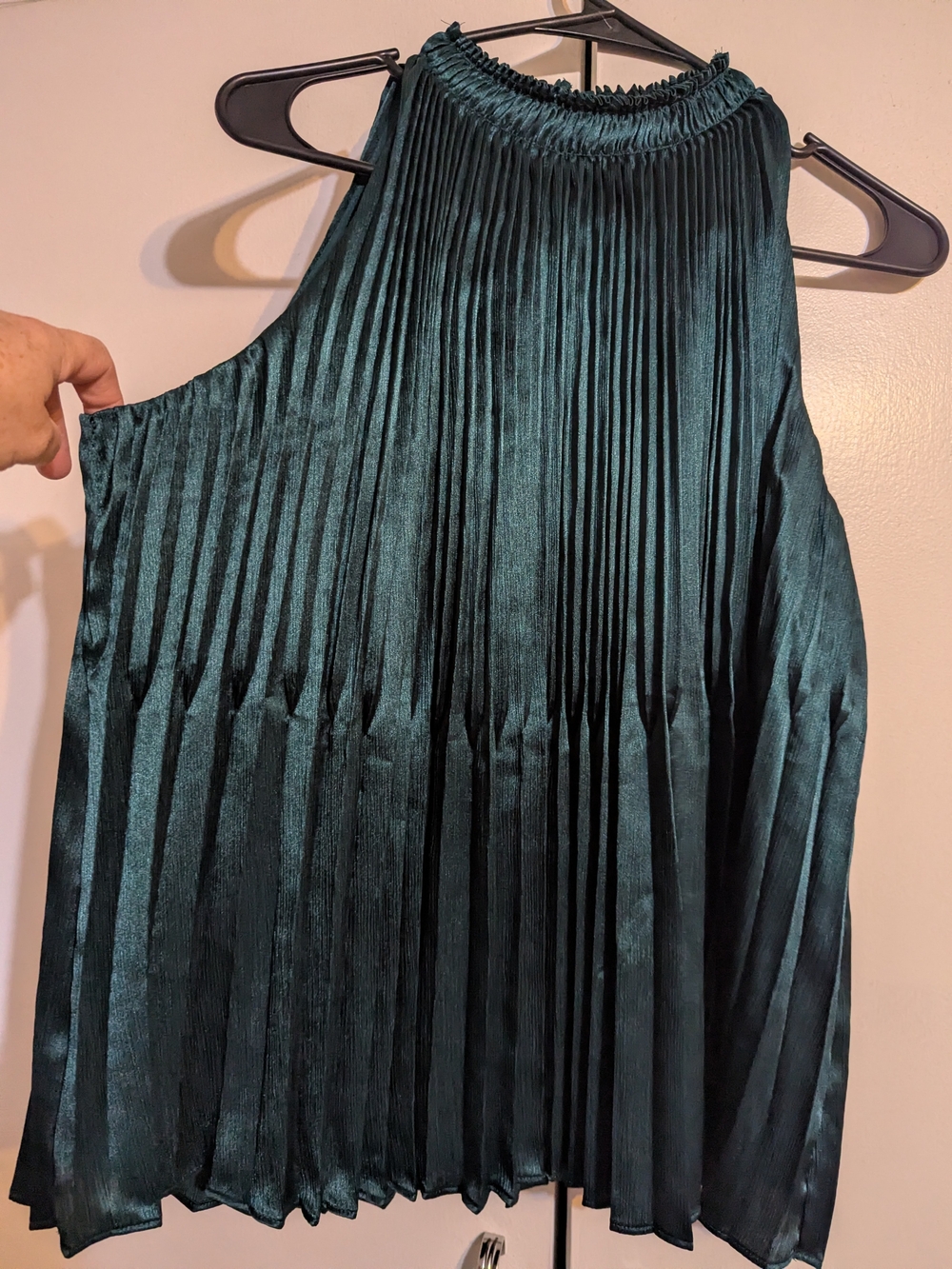 Nine West Emerald One-Shoulder Pleated Dress